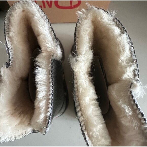 Liv Boots LV888 Gray Shearling-Lined Suede Ankle Boots For Kids Size L - Picture 9 of 9